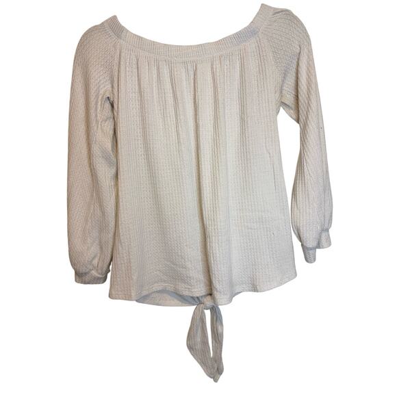 Iliad USA | Ivory Peasant Top | Boho Chic with a Flirty Tie Front | Size Medium - Picture 2 of 4